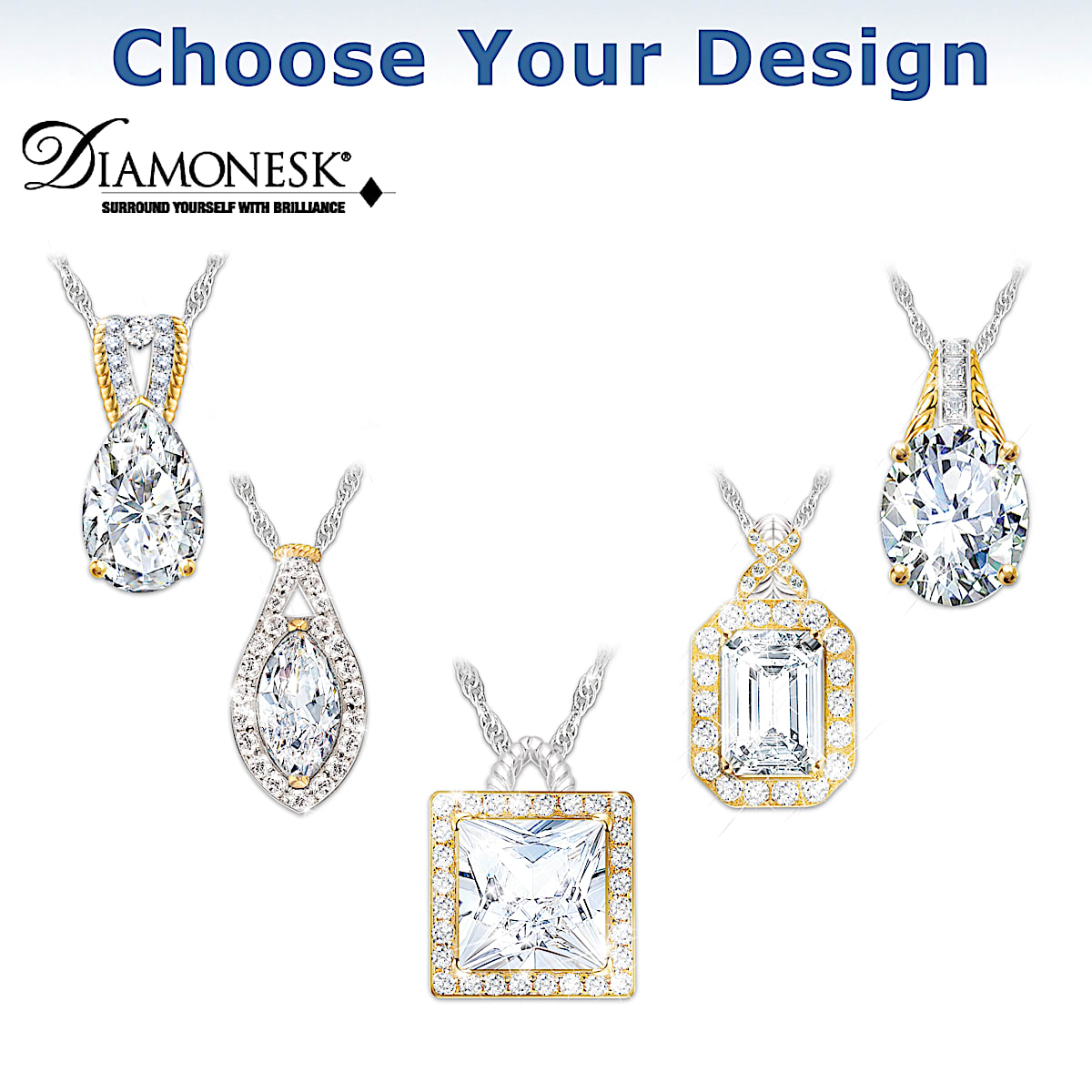 Touch Of Gold Womens Pendant Necklace Featuring Simulated Diamonds &18K